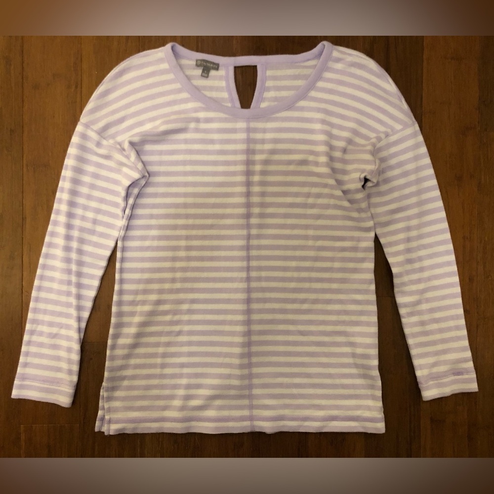 T by Talbots Top Size S / M Purple Stripe Sparkle
